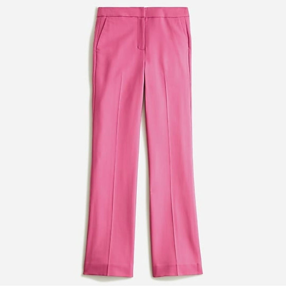 J. Crew Pink Willa Flare Trouser Pant Italian Wool Blend size 8 Preppy Office